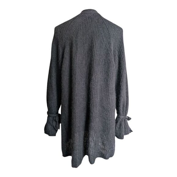 Naadam Black Mohair Wool Bow Sleeve Flowy Drapey Cardigan Sweater L - Picture 4 of 15